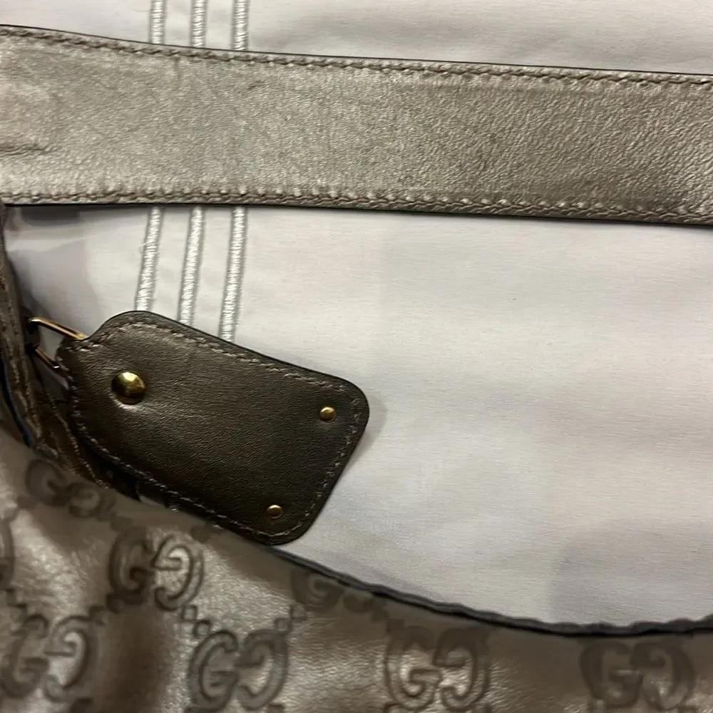 Gucci grey guccissima leather jockey hobo